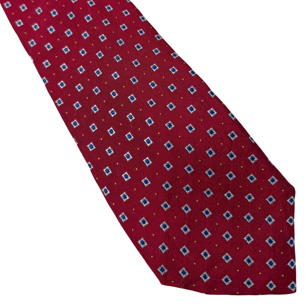 Lauren Ralph Lauren Mens‎ Red Geometric Silk Tie Hand Finished Made in USA